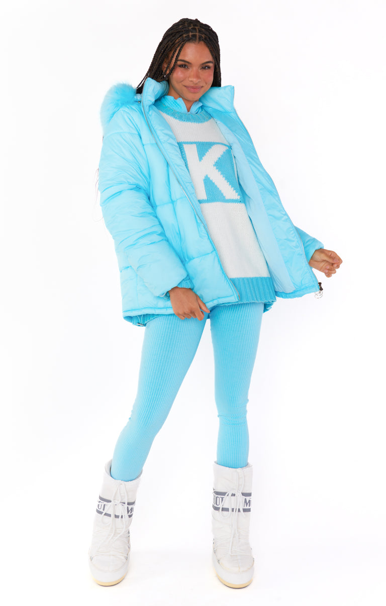 Snowbird Puffer Jacket ~ Powder Blue with Faux Fur – Show Me Your Mumu