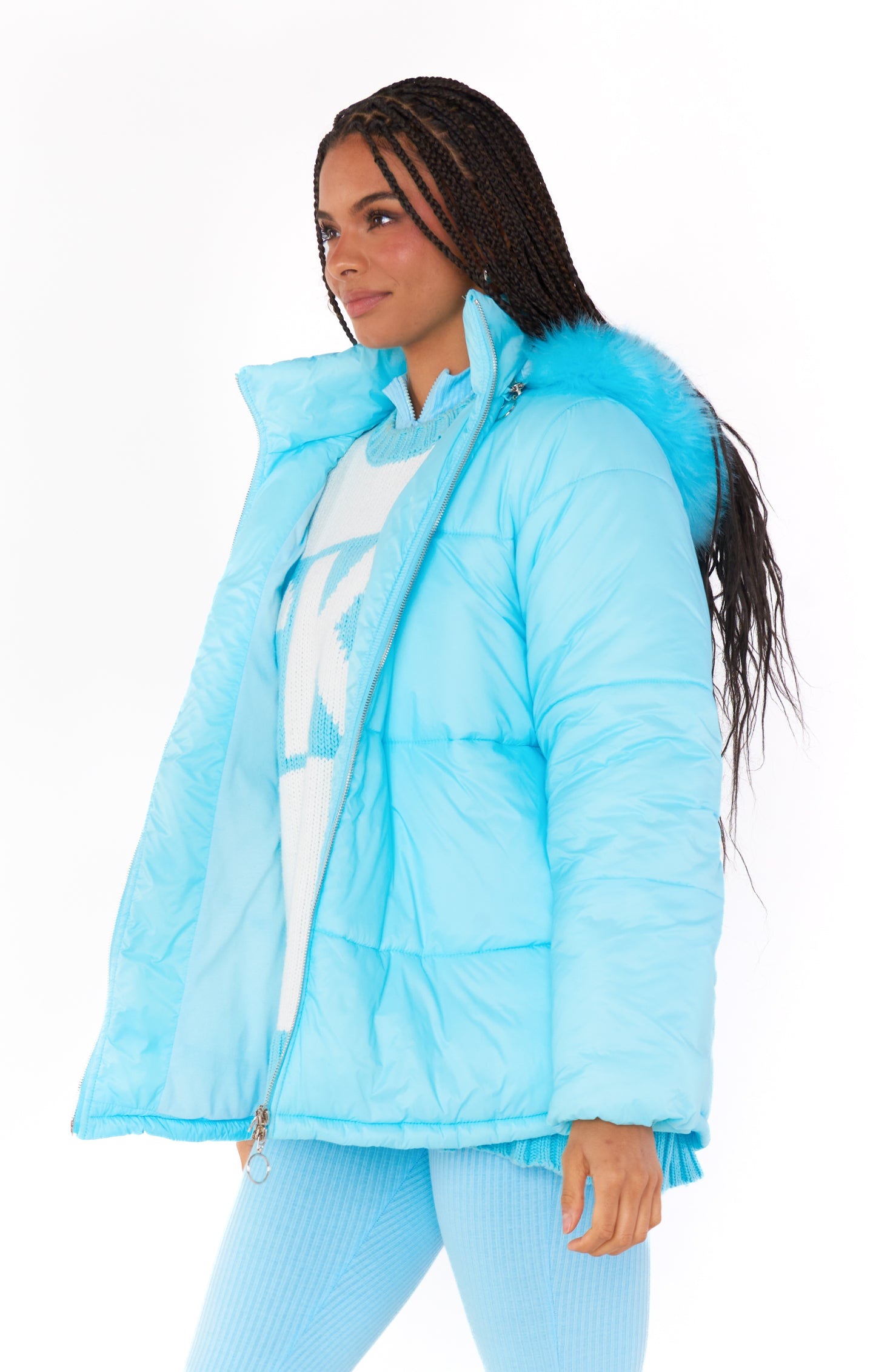 Snowbird Puffer Jacket ~ Powder Blue with Faux Fur – Show Me Your Mumu