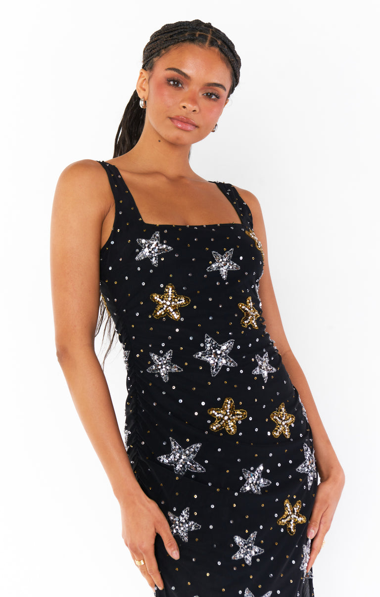 Stassi Midi Dress ~ Starfish Beaded Sequins Black Show Me Your Mumu Stassi Midi Dress ~ Starfish Beaded Sequins Black Show Me Your Mumu