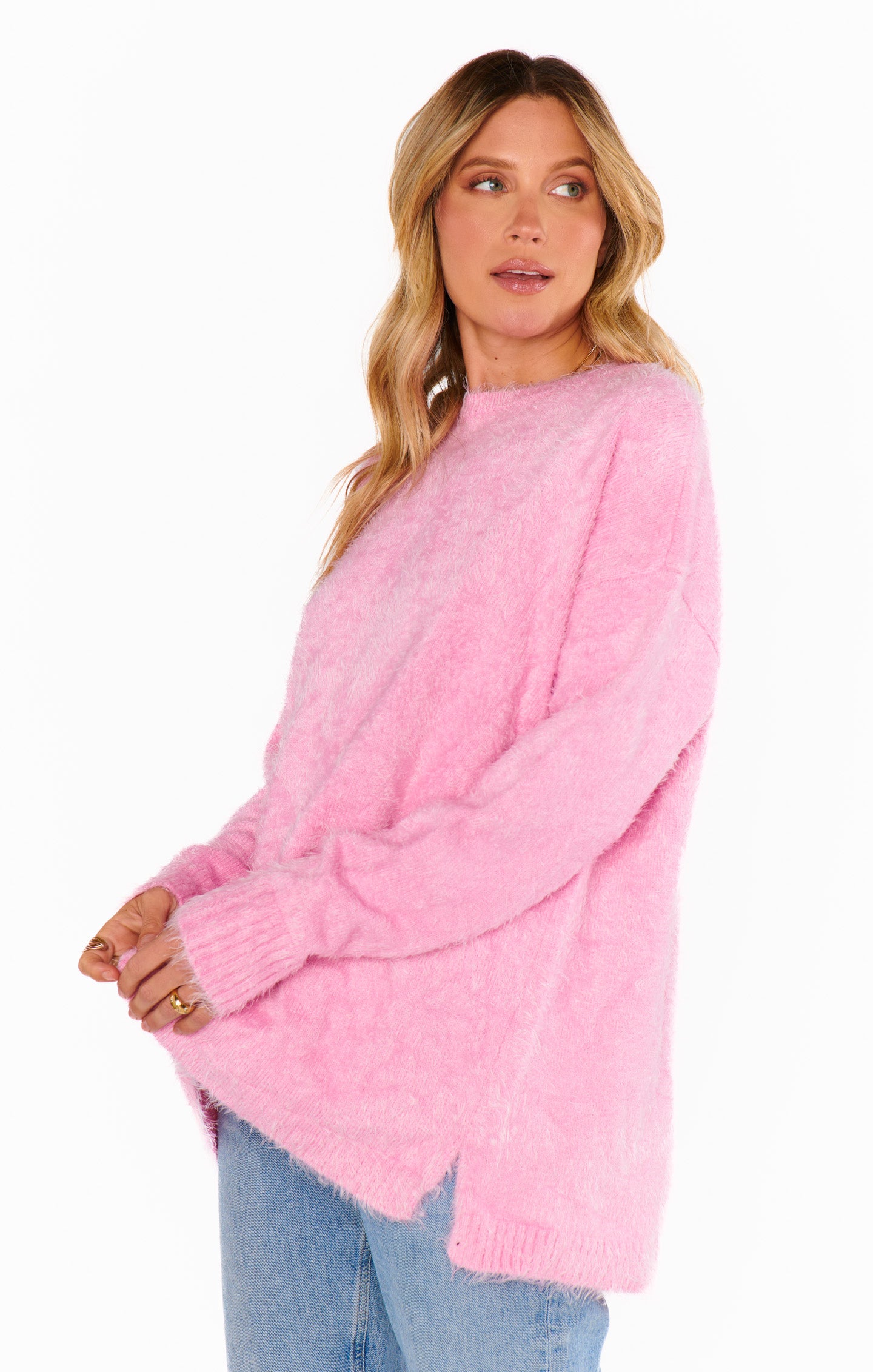 Show Me Your Mumu Bonfire Sweater | Pink Fuzzy Knit S