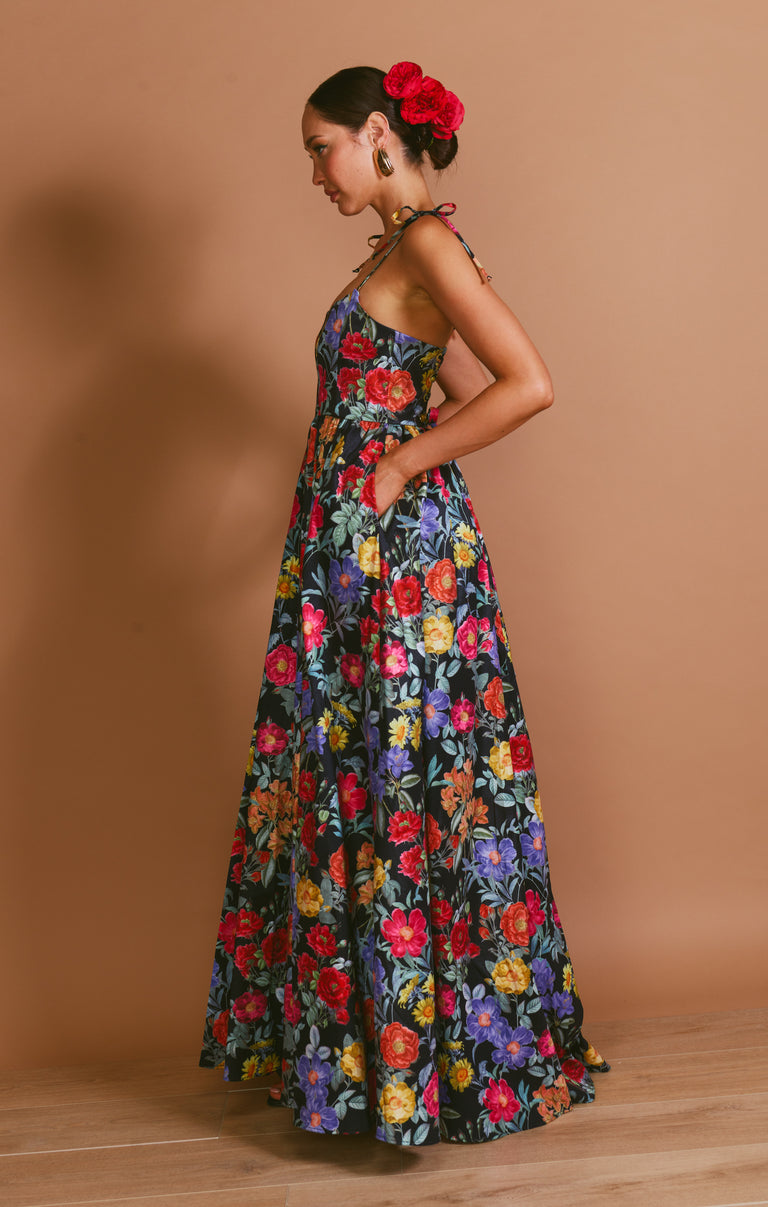 Juliet Maxi Dress, in Charm Peony Black Taffeta, Size: Small | Show Me Your Mumu | Bridesmaid Dresses & Wedding Attendee Dress