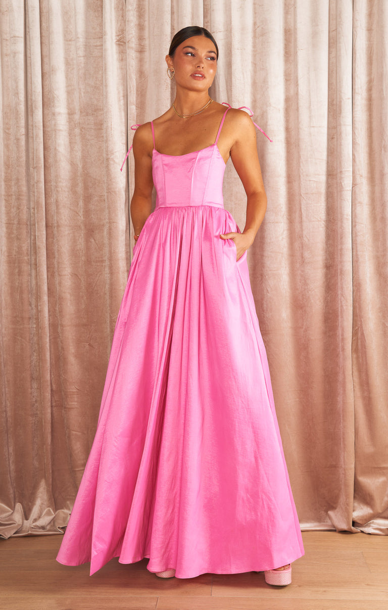 Juliet Maxi Dress ~ Pink Taffeta – Show Me Your Mumu