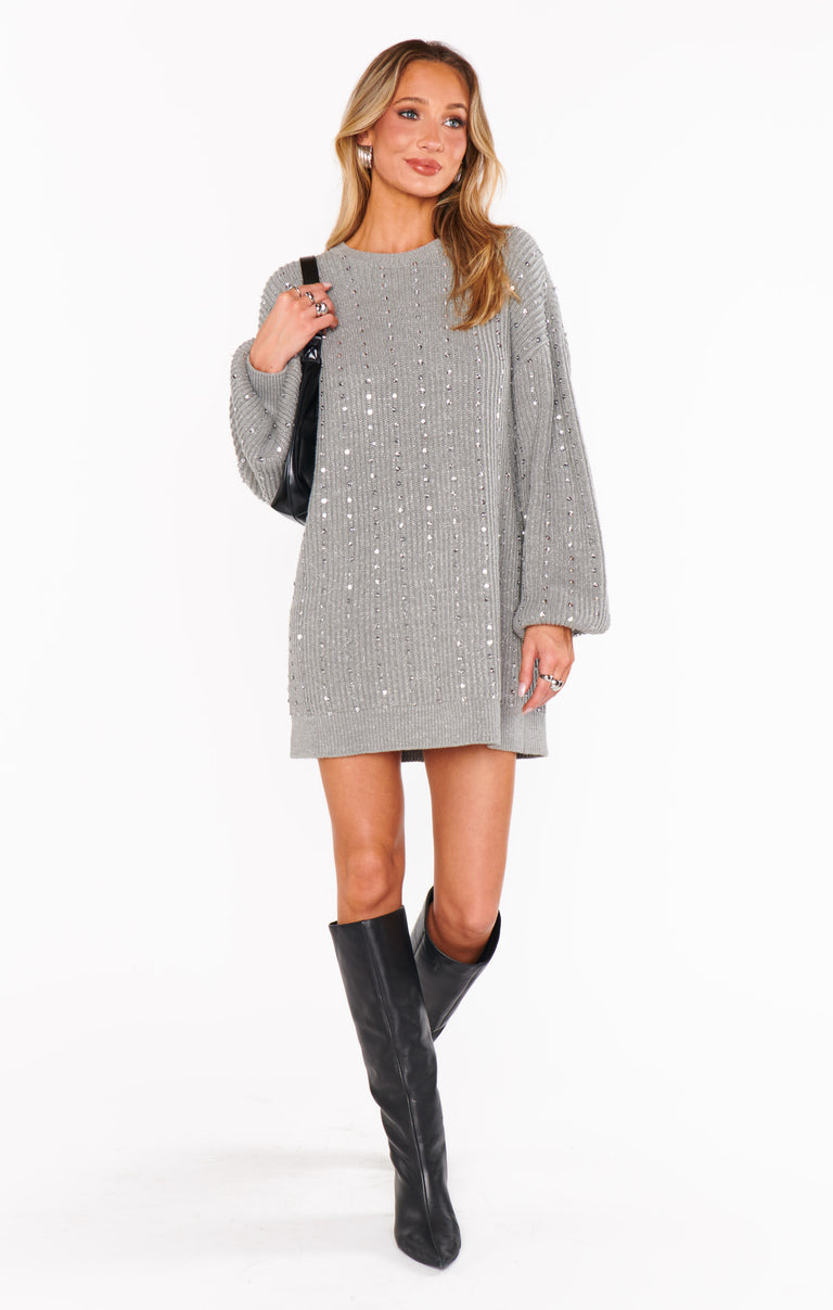 Social Sweater Dress ~ Silver Sequins Knit Show Me Your Mumu Social Sweater Dress ~ Silver Sequins Knit Show Me Your Mumu