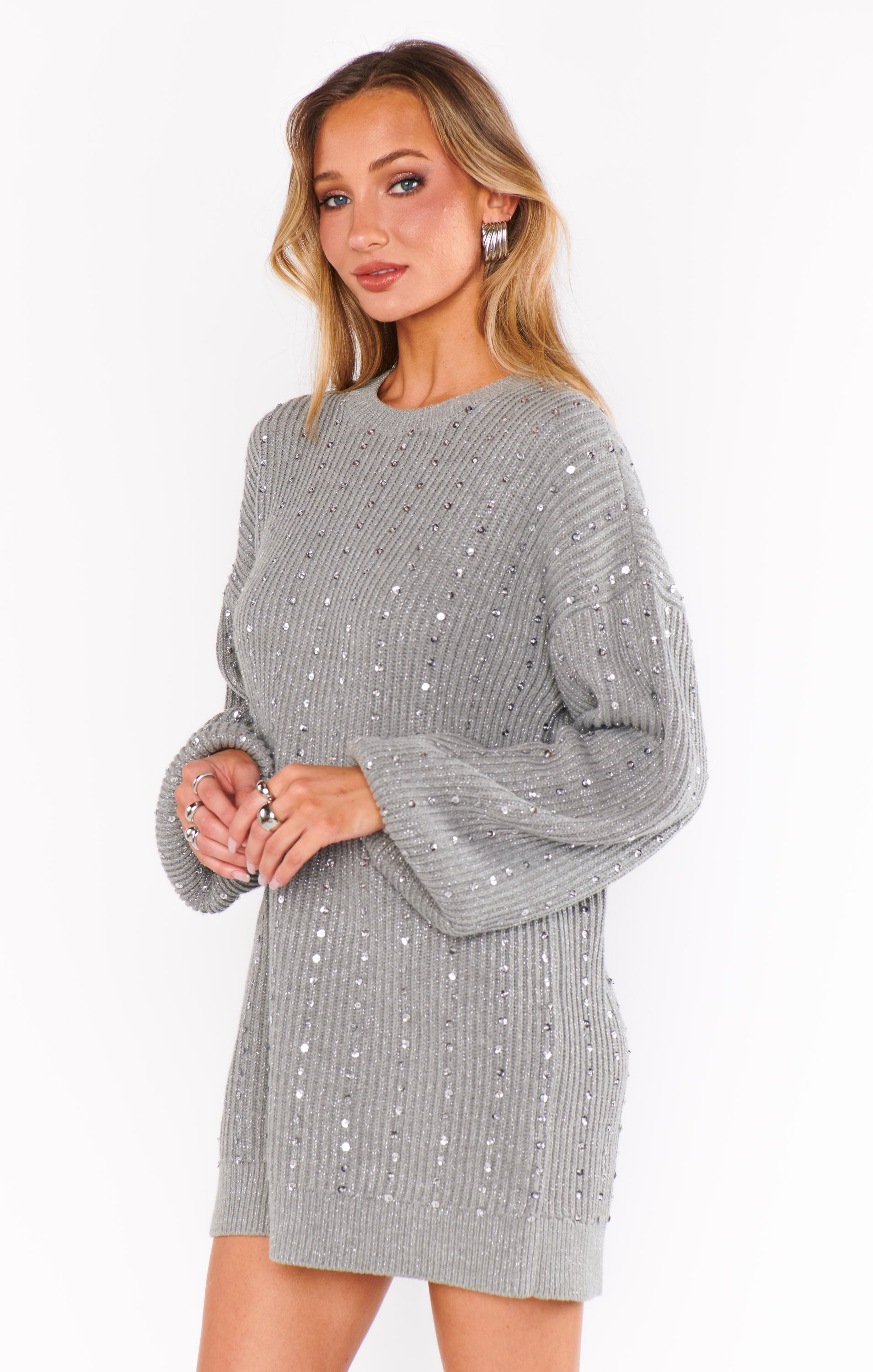 Social Sweater Dress ~ Silver Sequins Knit Show Me Your Mumu Social Sweater Dress ~ Silver Sequins Knit Show Me Your Mumu