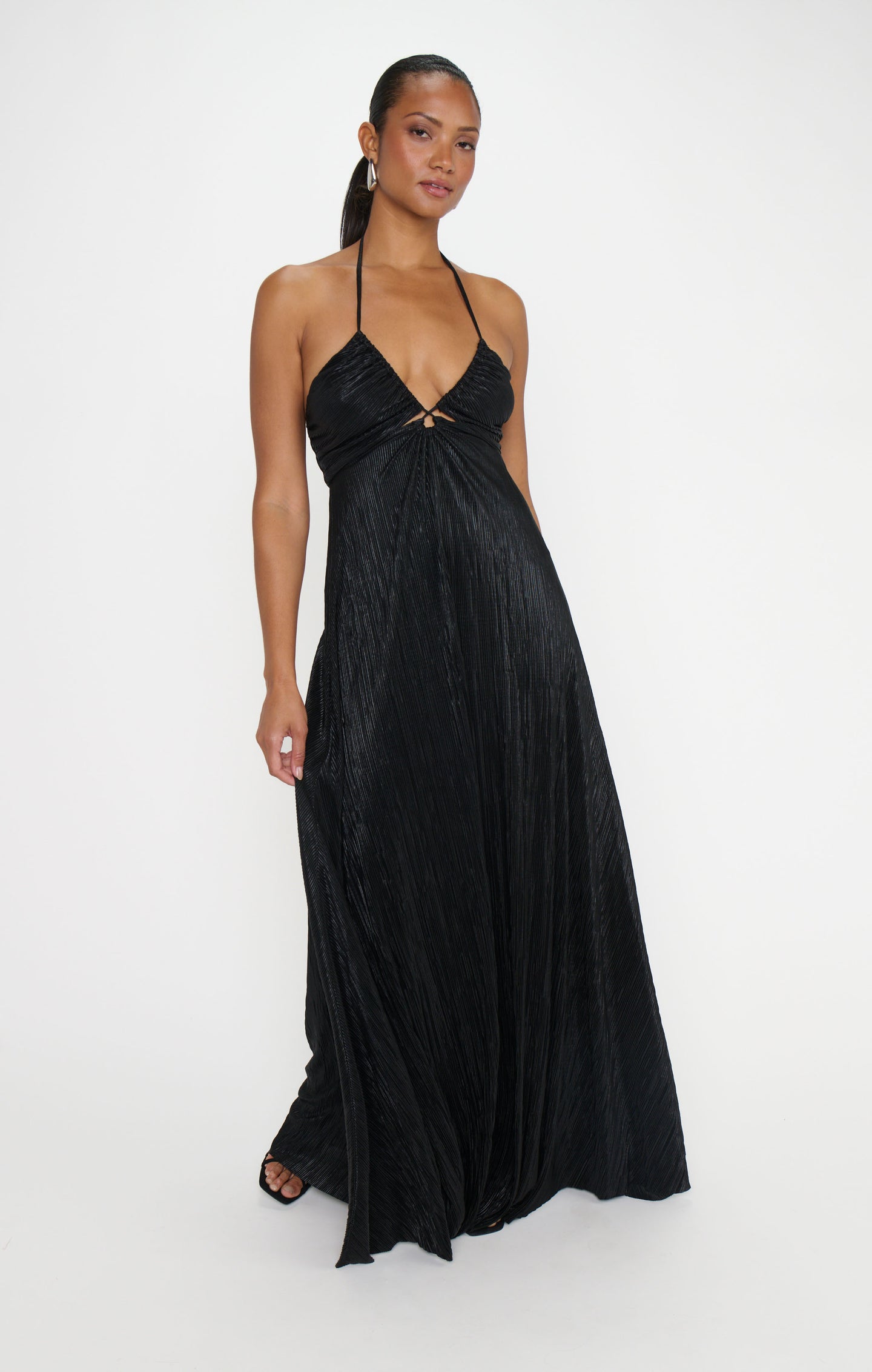 eimeo(エイメオ) purotu maxi dress(Sサイズ) ブラック Paros Maxi Dress ~ Pleated Black Gloss – Show Me Your Mumu