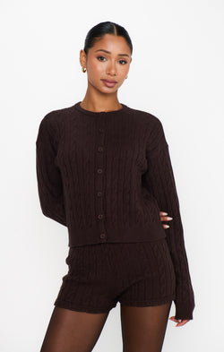 Throw On Shorts ~ Chocolate Cable Knit