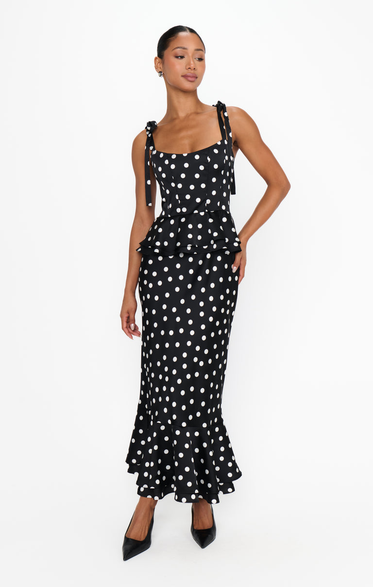Pauline Peplum Dress, in Polka Dot, Size: Medium | Show Me Your Mumu