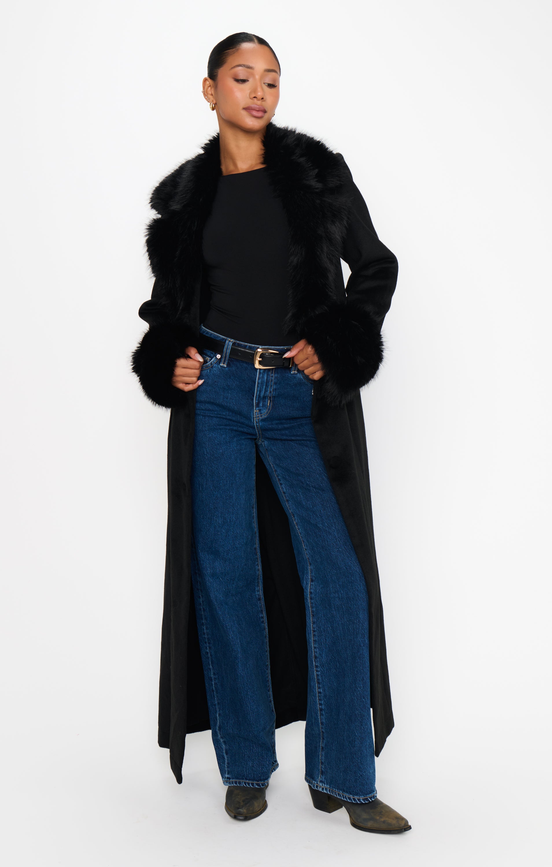 Checkroom Coat ~ Black with Faux Fur – Show Me Your Mumu
