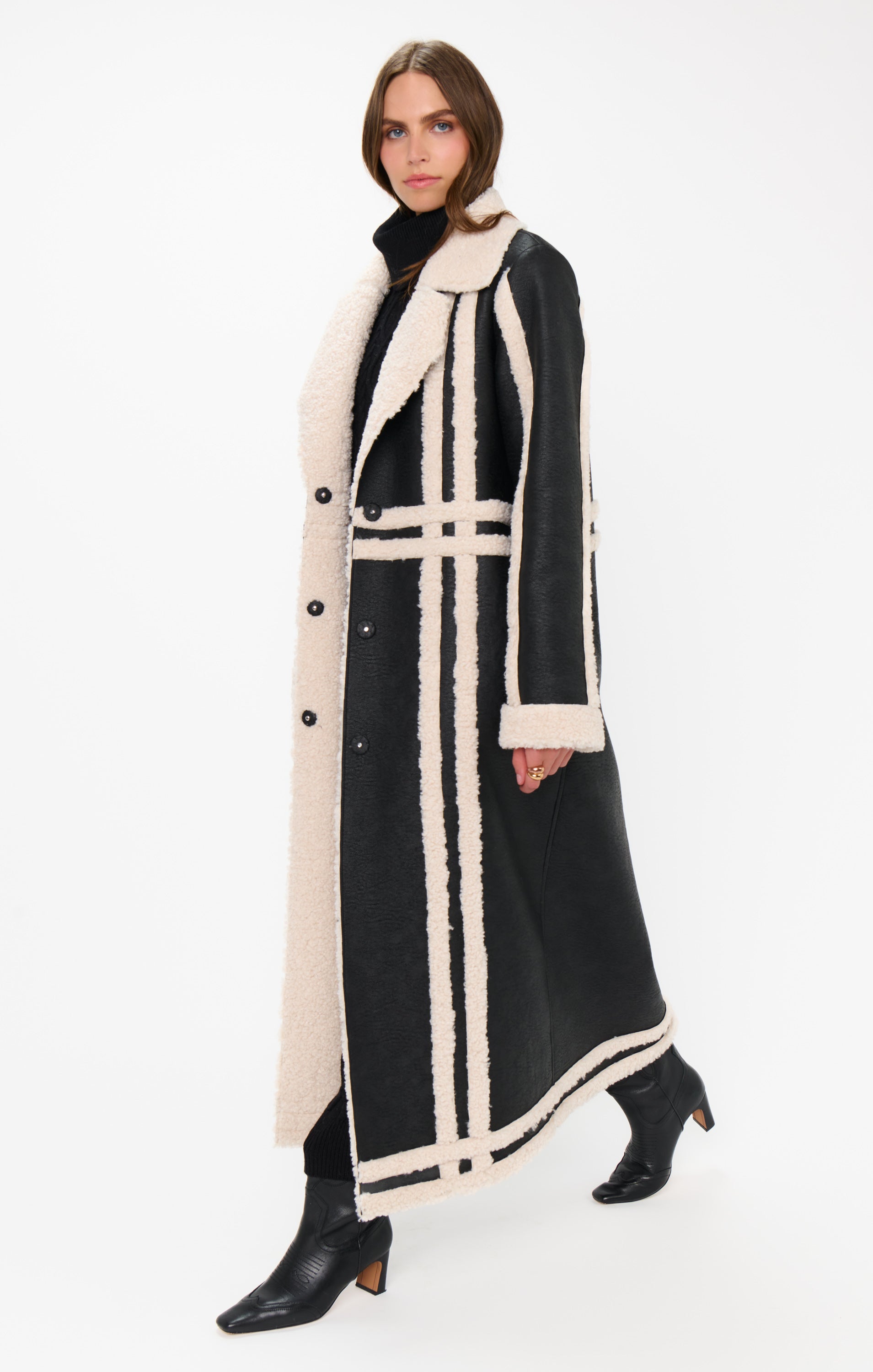 Swiss Alps Coat ~ Black Faux Leather with Sherpa – Show Me Your Mumu