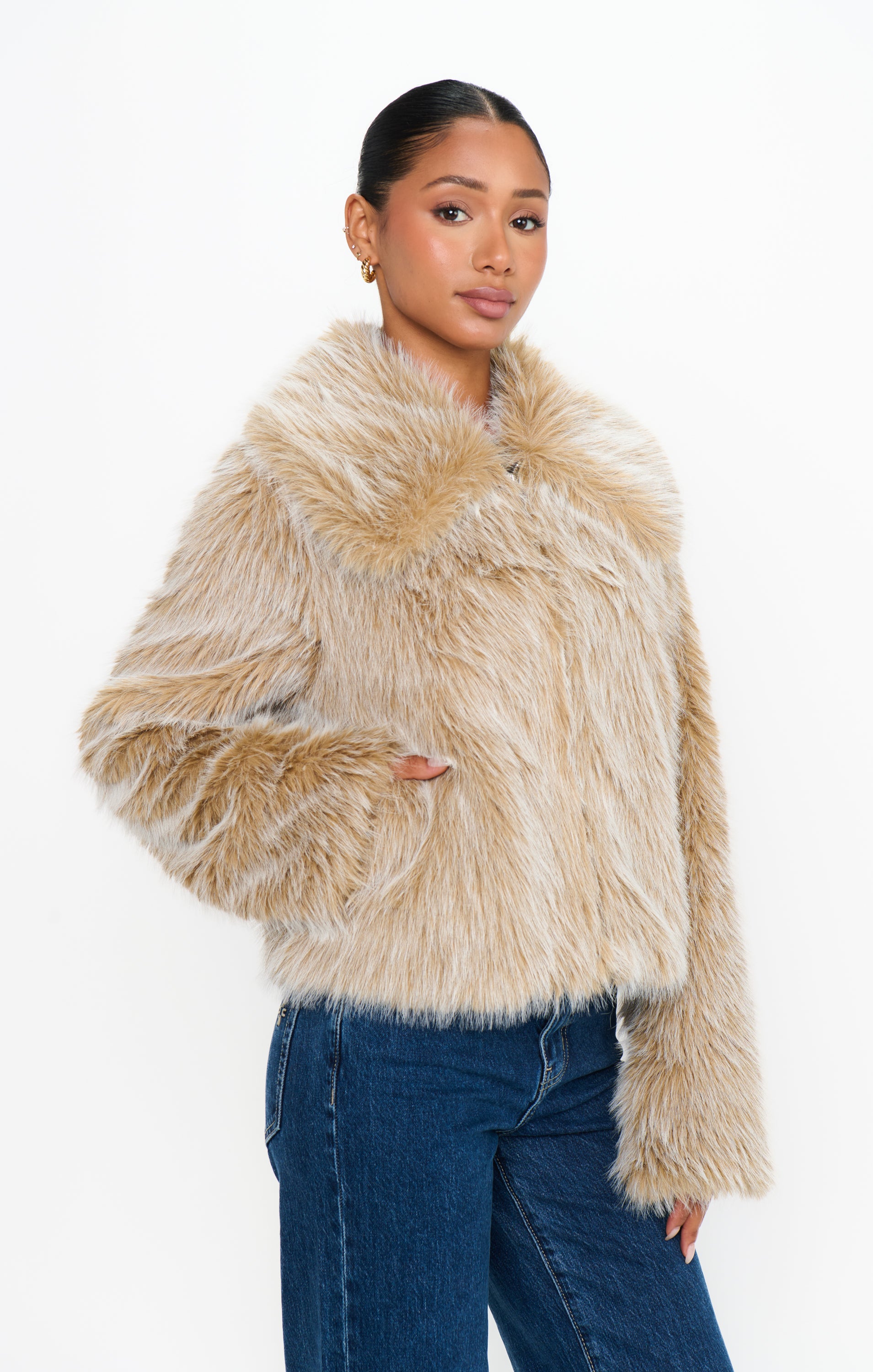 THE TOE Lyucus Jacket - check ベージュ　M Park City Jacket ~ Cedar Brown Faux Fur – Show Me Your Mumu