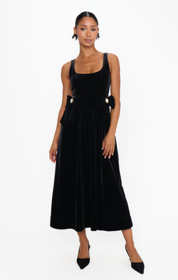 Ricci Midi Dress ~ Black Velvet