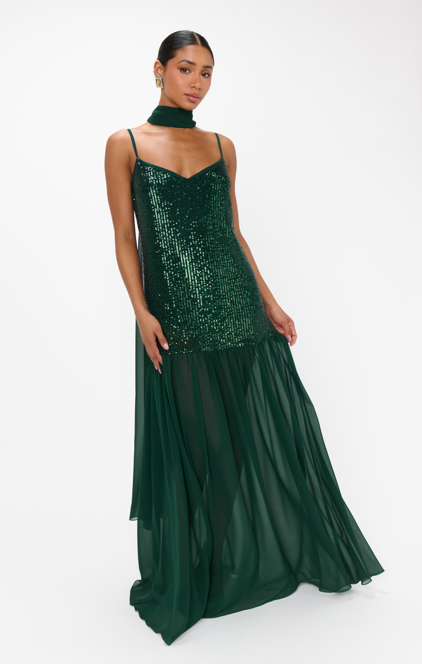 Dalia Maxi Dress, in Emerald Sequins, Size: Medium | Show Me Your Mumu