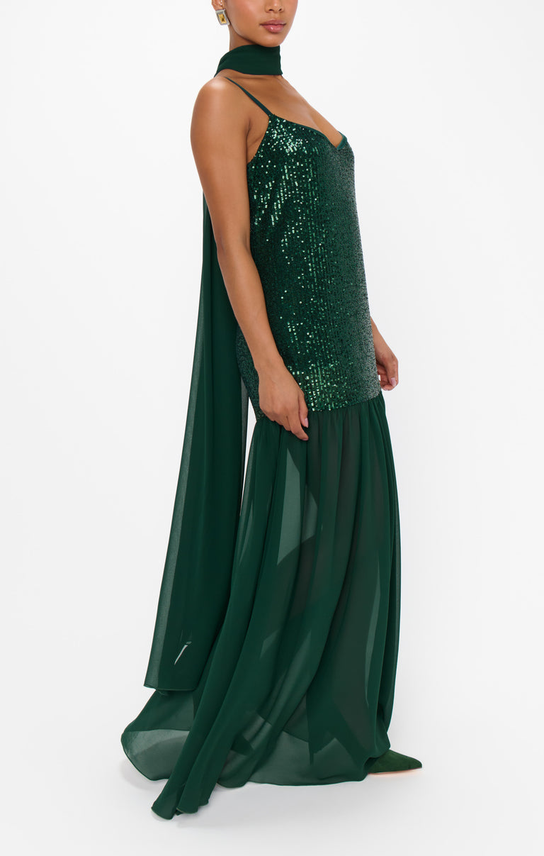 Dalia Maxi Dress, in Emerald Sequins, Size: 2XL | Show Me Your Mumu
