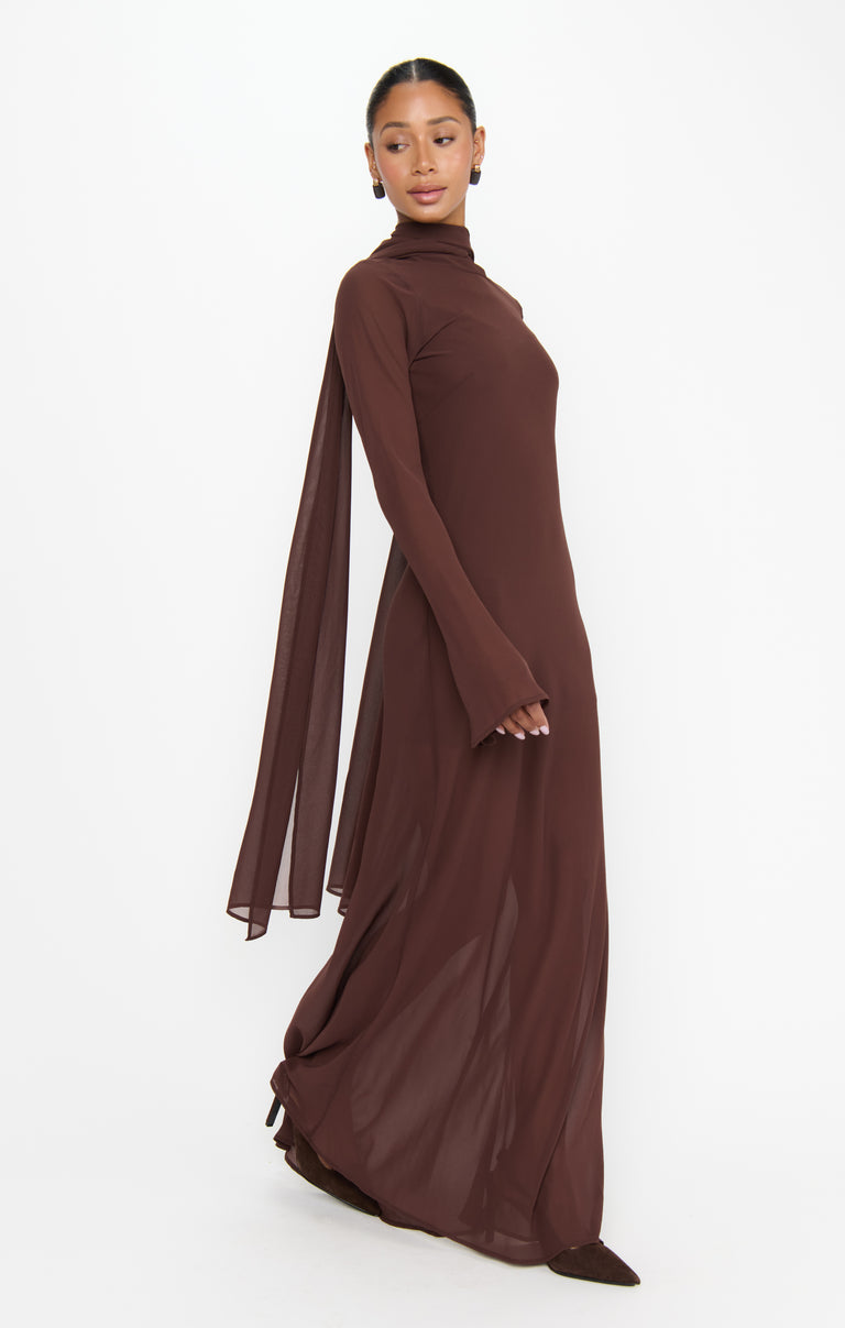 Brandi Maxi Dress ~ Chocolate Chiffon