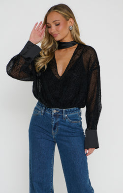 Dakota Top ~ Black Velvet Burnout