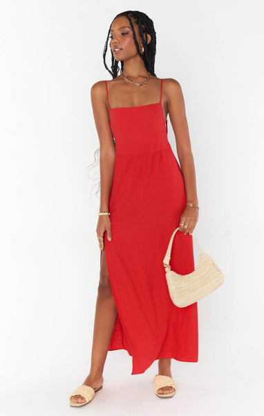 Julia Maxi Dress ~ Red Linen – Show Me Your Mumu