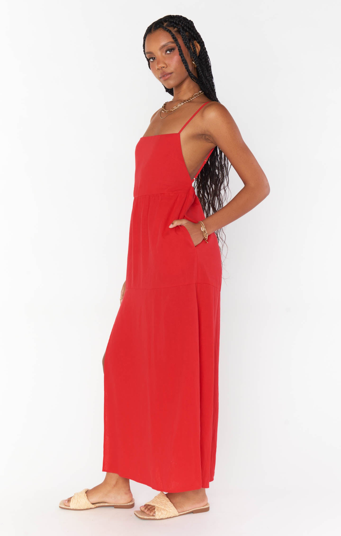 Julia Maxi Dress ~ Red Linen – Show Me Your Mumu