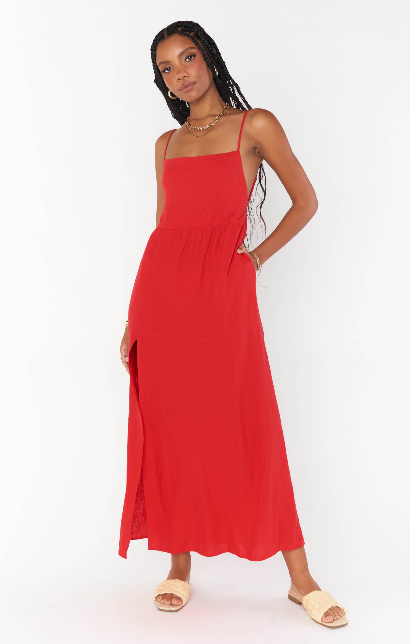 Julia Maxi Dress ~ Red Linen – Show Me Your Mumu