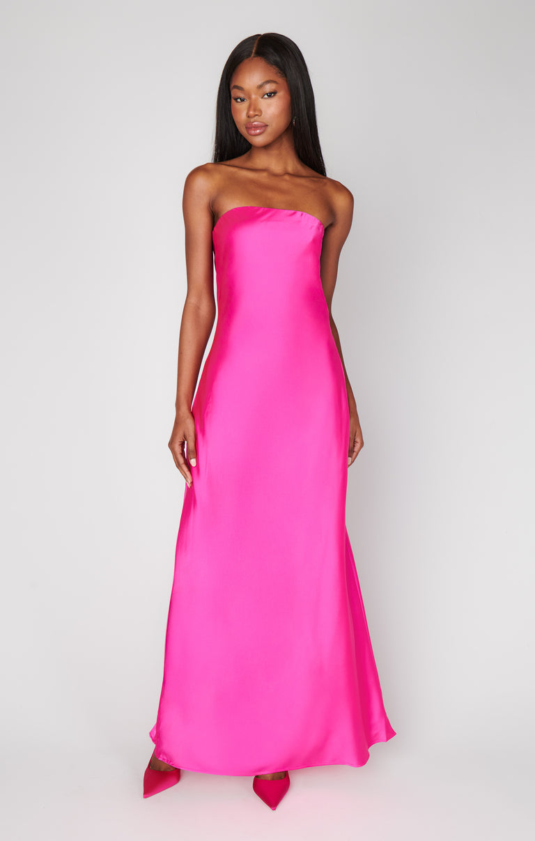 Taylor Tube Dress ~ Hot Pink Luxe Satin – Show Me Your Mumu