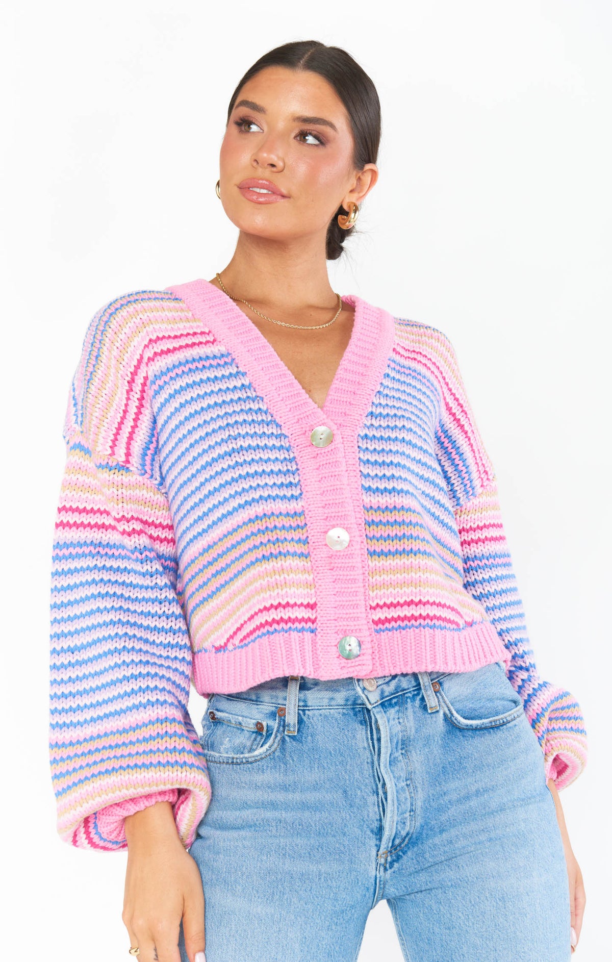 Good Karma Cardi ~ Pink Multi Stripe – Show Me Your Mumu