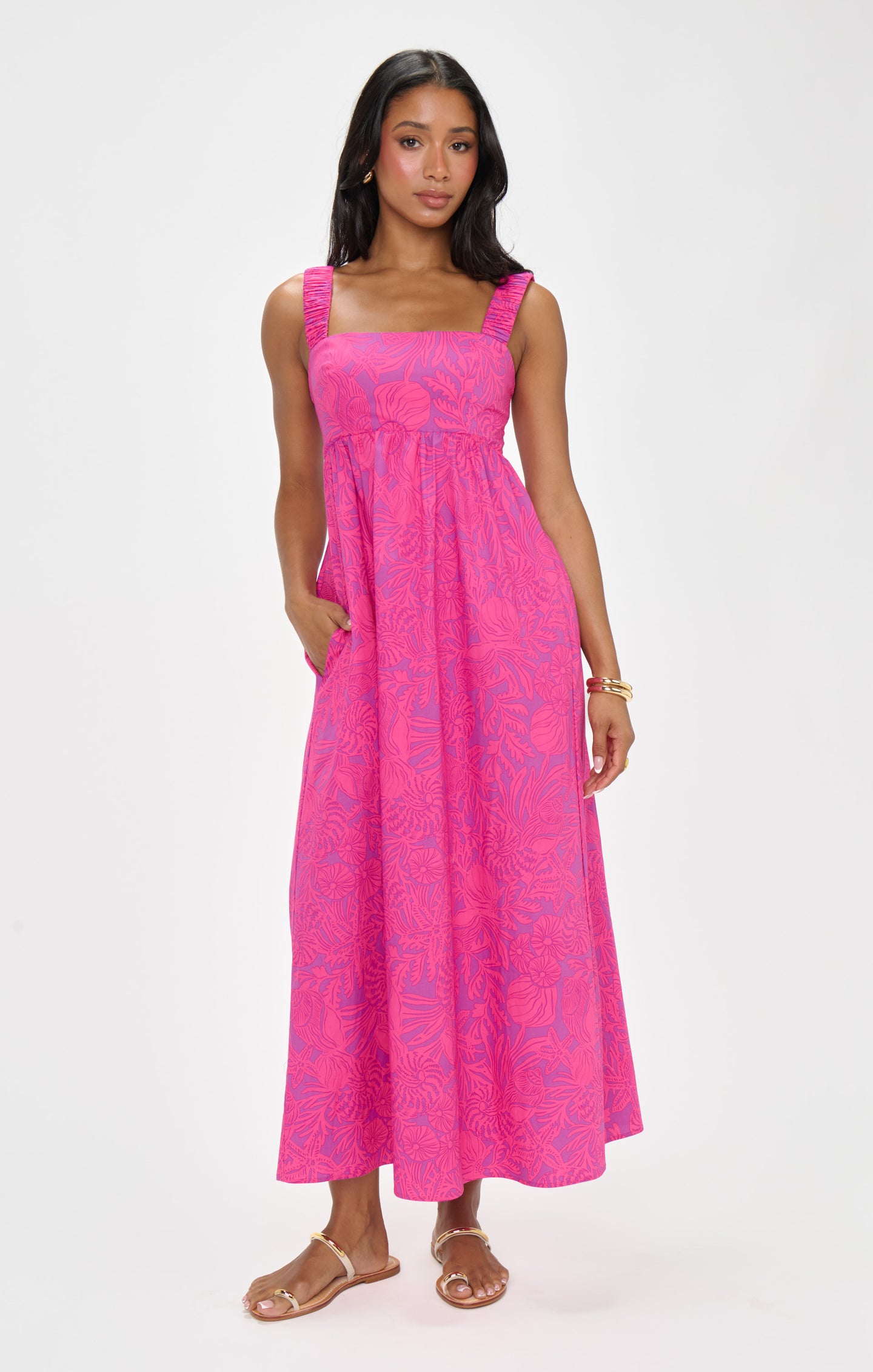 show me your mumu jess ruffle midi dress Fling Midi Dress ~ Pink Shells Poplin – Show Me Your Mumu