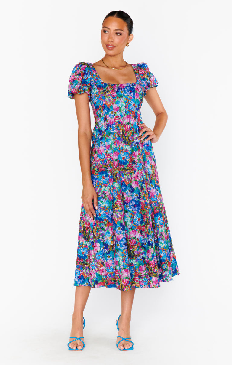 show me your mumu midi dress Mia ~ Painterly Meadows – 40 Bridal Parties Who Beyond chic for a filter_SleeveLength:short-sleeve Color:Gold Rush