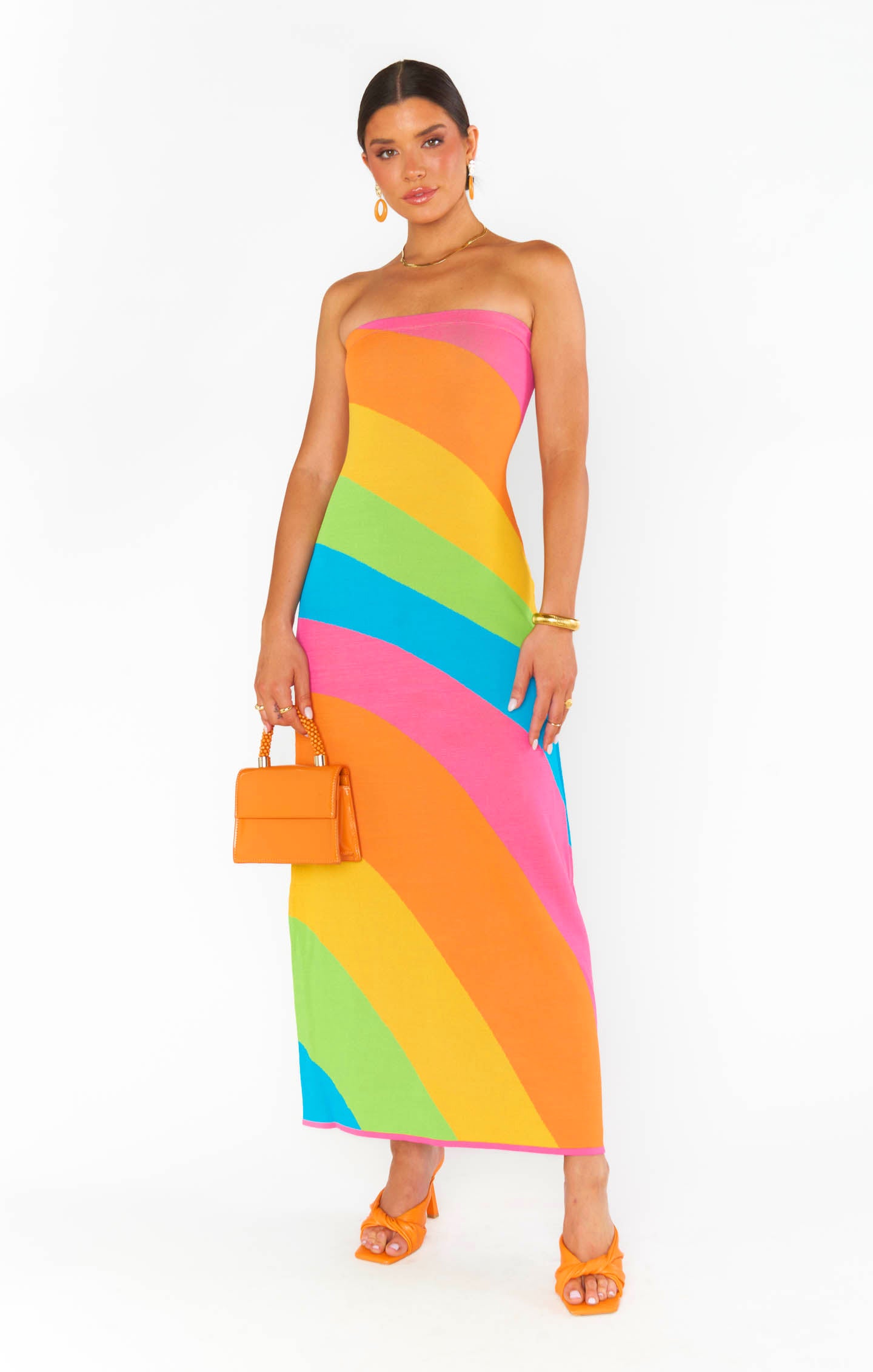 Island Nights Tube Dress Salty Rainbow Stripe Knit – Show Me