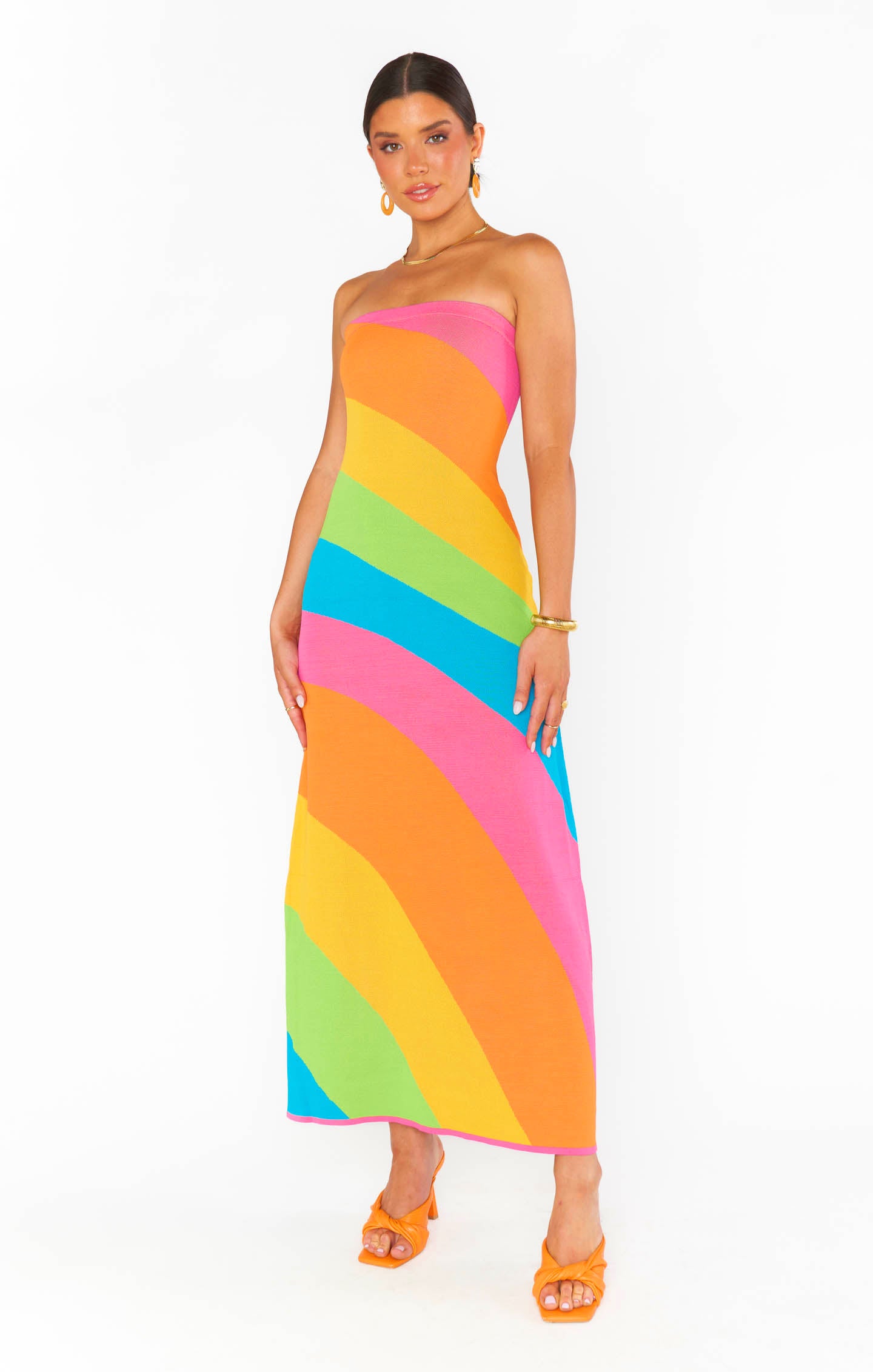 SHOW ME YOUR MUMU hot GET TWISTED MAXI DRESS SERAPE PARTY RAINBOW Medium