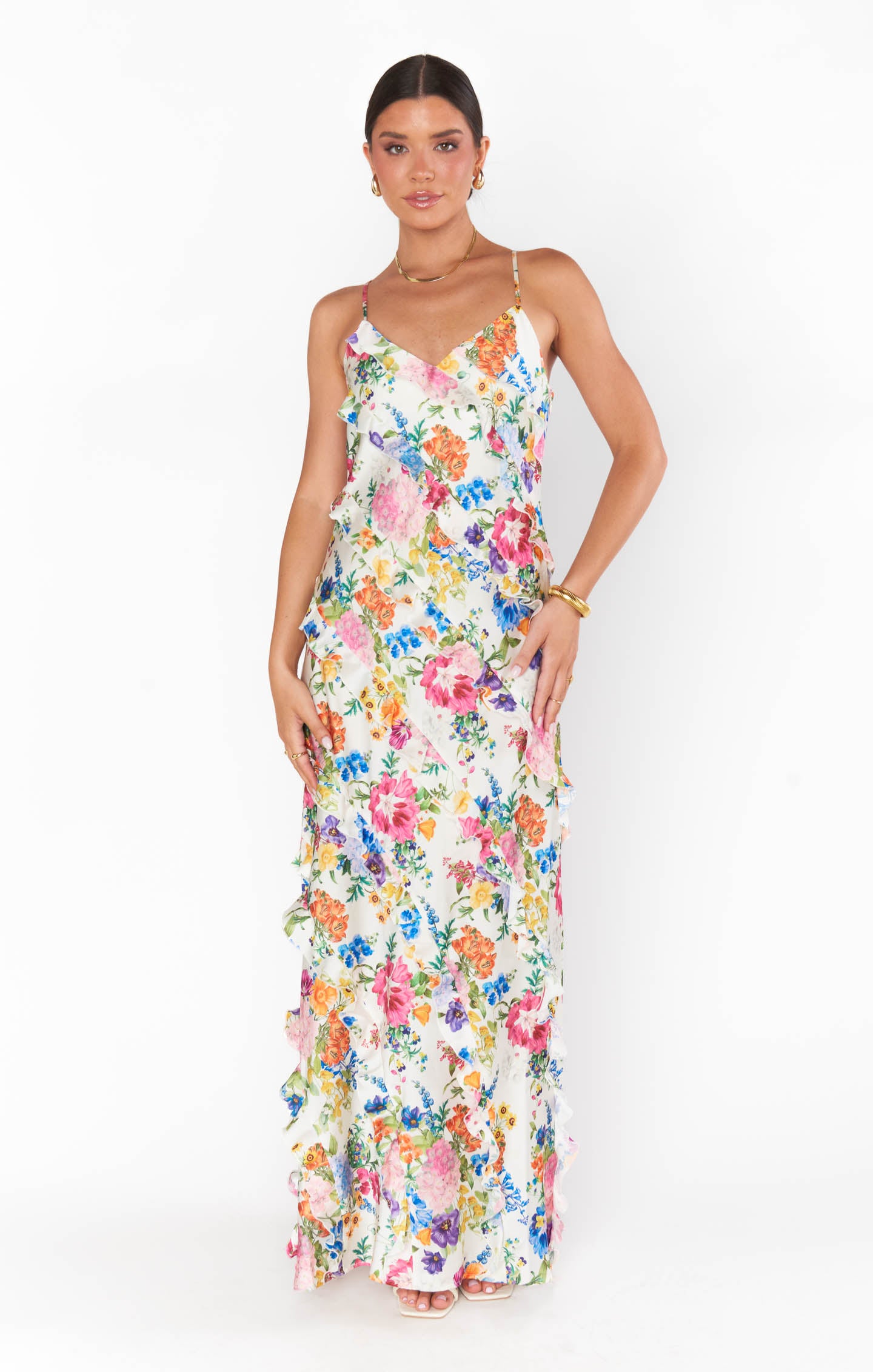 Show me outlet your mumu color block ruffle maxi dress