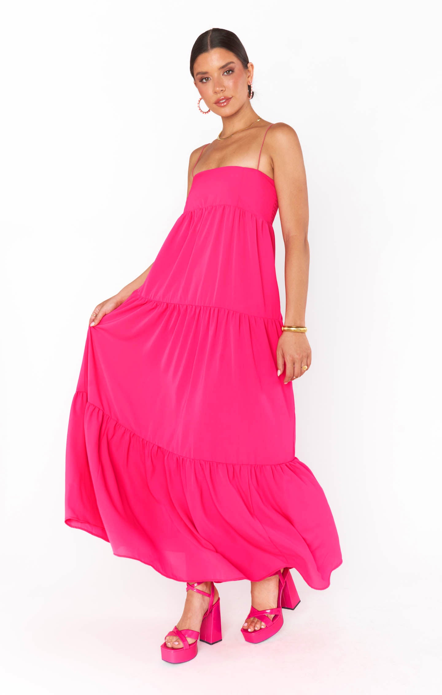 Show store Me Your MuMu Hot Pink Fushia Maxi Dress Size XS NWOT