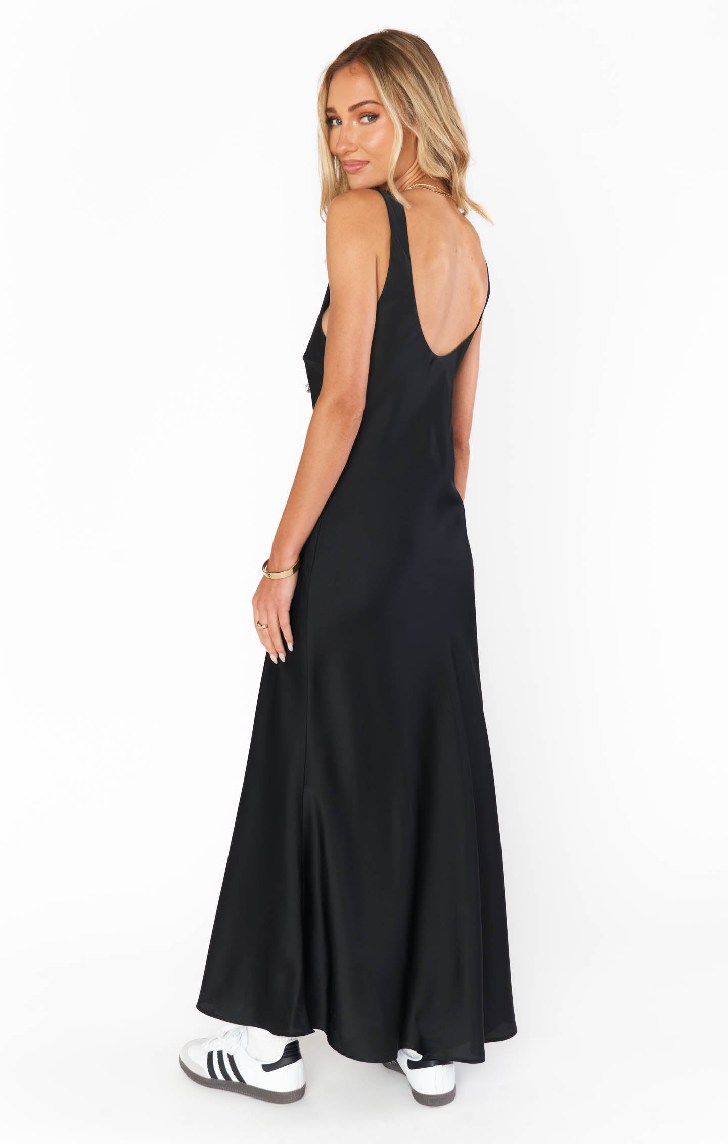 Show Me Your Mumu Long Black Satin Evening Gown Formal Size Small selling NWT