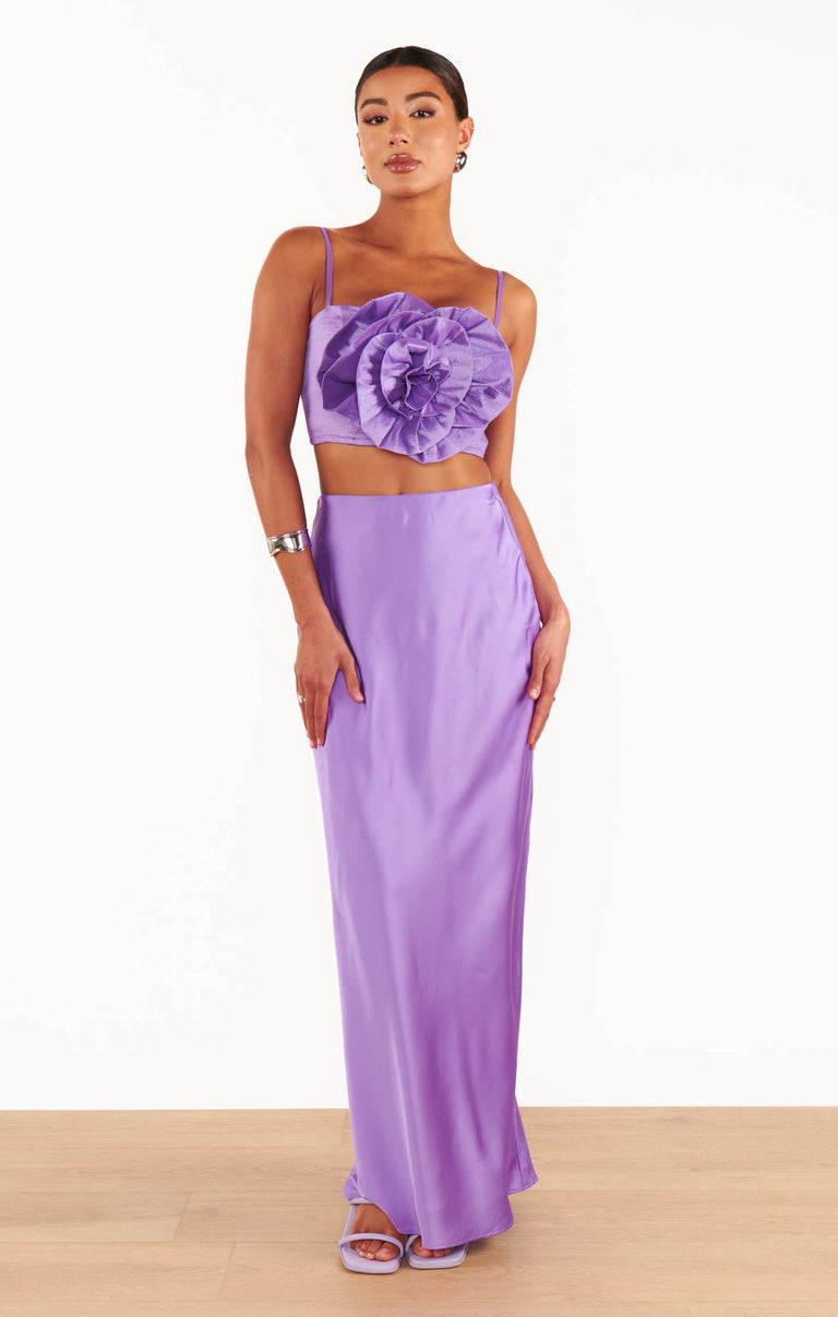 Maxi Slip Skirt ~ Violet Luxe Satin – Show Me Your Mumu