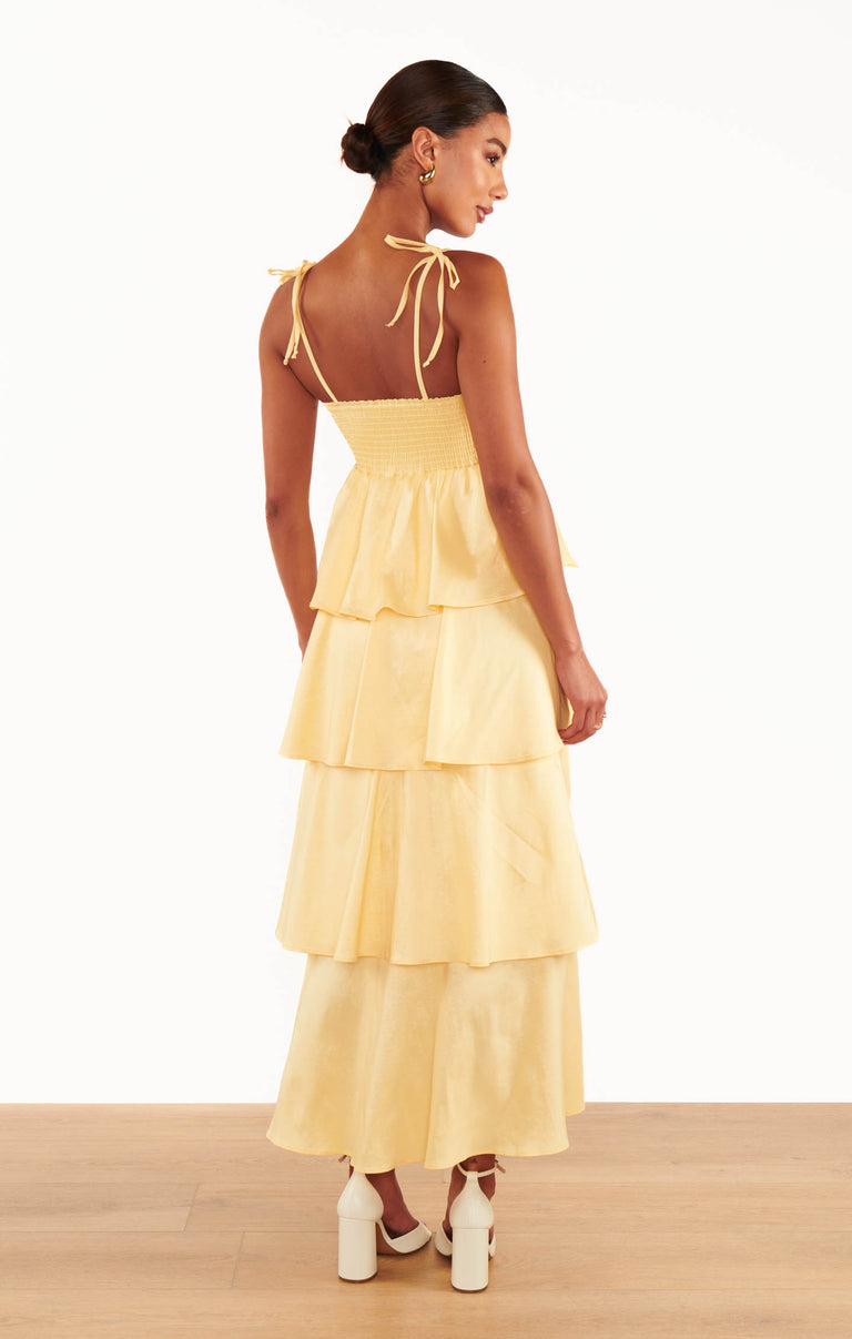 Meet Cute Dress, in Pale Yellow Taffeta, Size: XL | Show Me Your Mumu