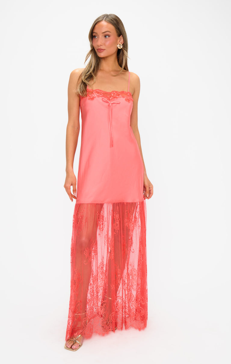 Celine Dress, in Coral Luxe Satin, Size: 2XL | Show Me Your Mumu | Bridesmaid Dresses & Wedding Attendee Dress