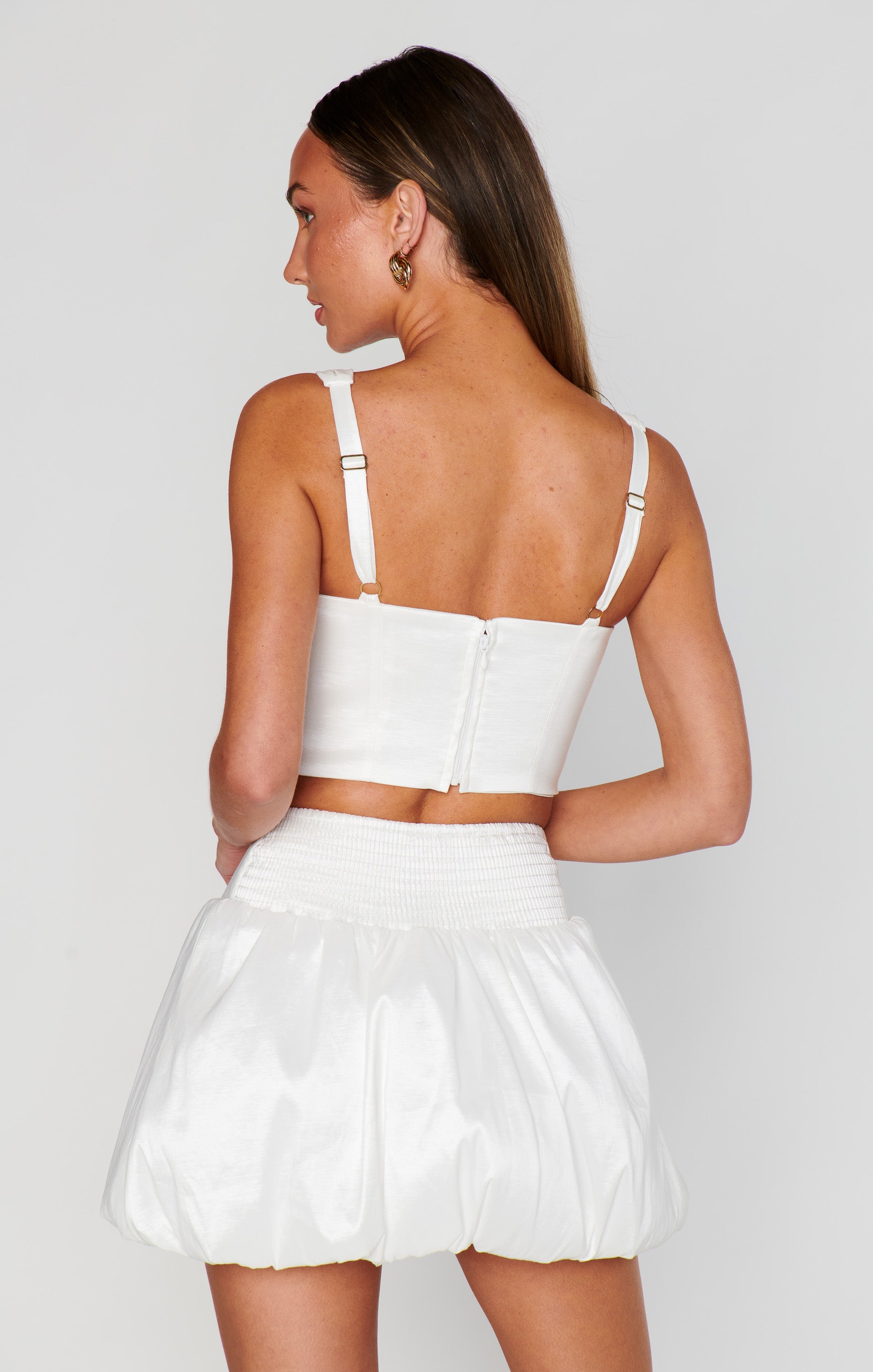 Celeste Skort ~ White Taffeta – Show Me Your Mumu