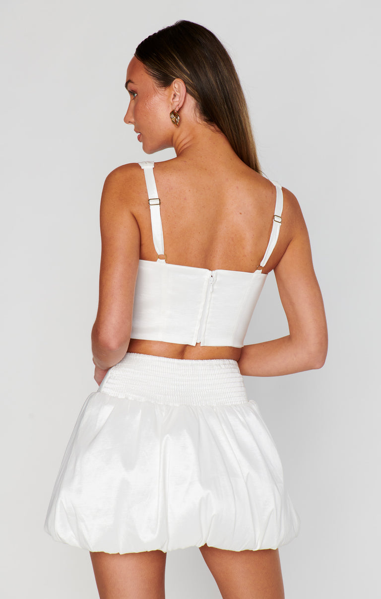 Celeste Skort ~ White Taffeta – Show Me Your Mumu