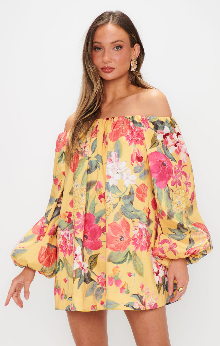 brenna mini dress Brenna Mini Dress, in Mimosa Floral Taffeta, Size: Medium | Show Me Your Mumu