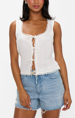 Mimi Top ~ White Linen