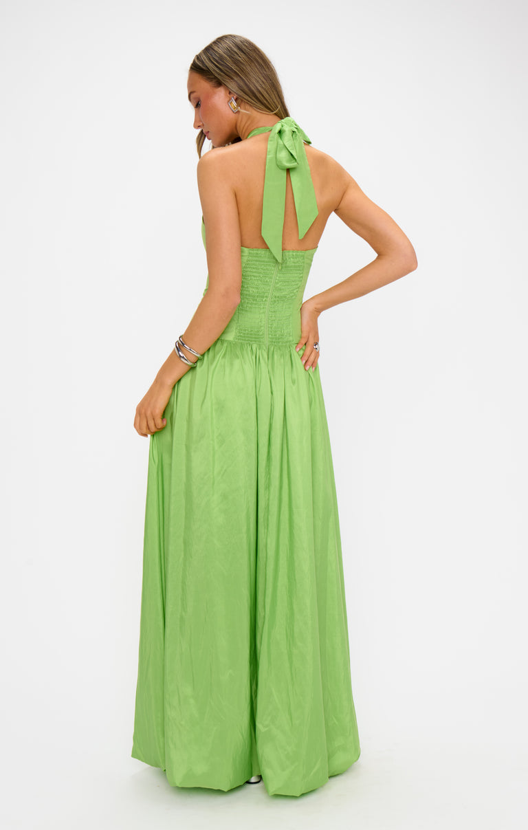 Eliza Maxi Dress ~ Key Lime Light Taffeta