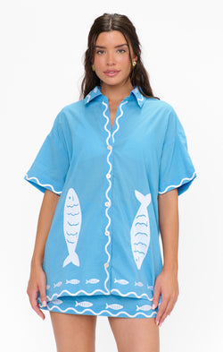 blue fish dress Bay Street Skirt, in Embroidery sleeveless cut Men's Alberto Nardoni Black Color:Picture Color C status_Core_US