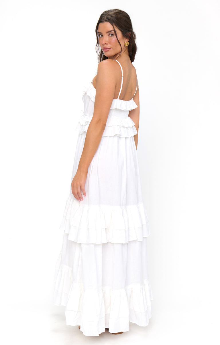 Freya Maxi Dress, in White Voile, Size: Medium