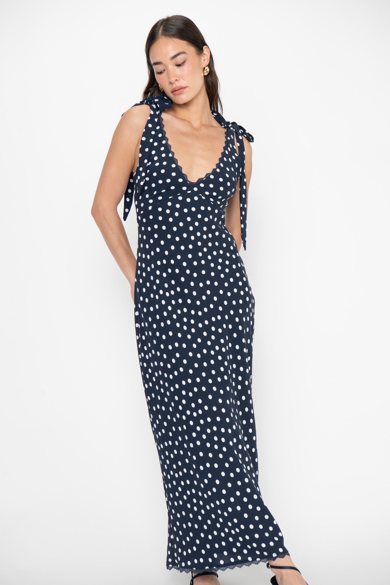 Emma Midi Dress, in Navy Polka Dot, Size: Small | Show Me Your Mumu | Wedding Attendee Dress Emma Midi Dress, in Navy Polka Dot, Size: Small | Show Me Your Mumu | Wedding Attendee Dress