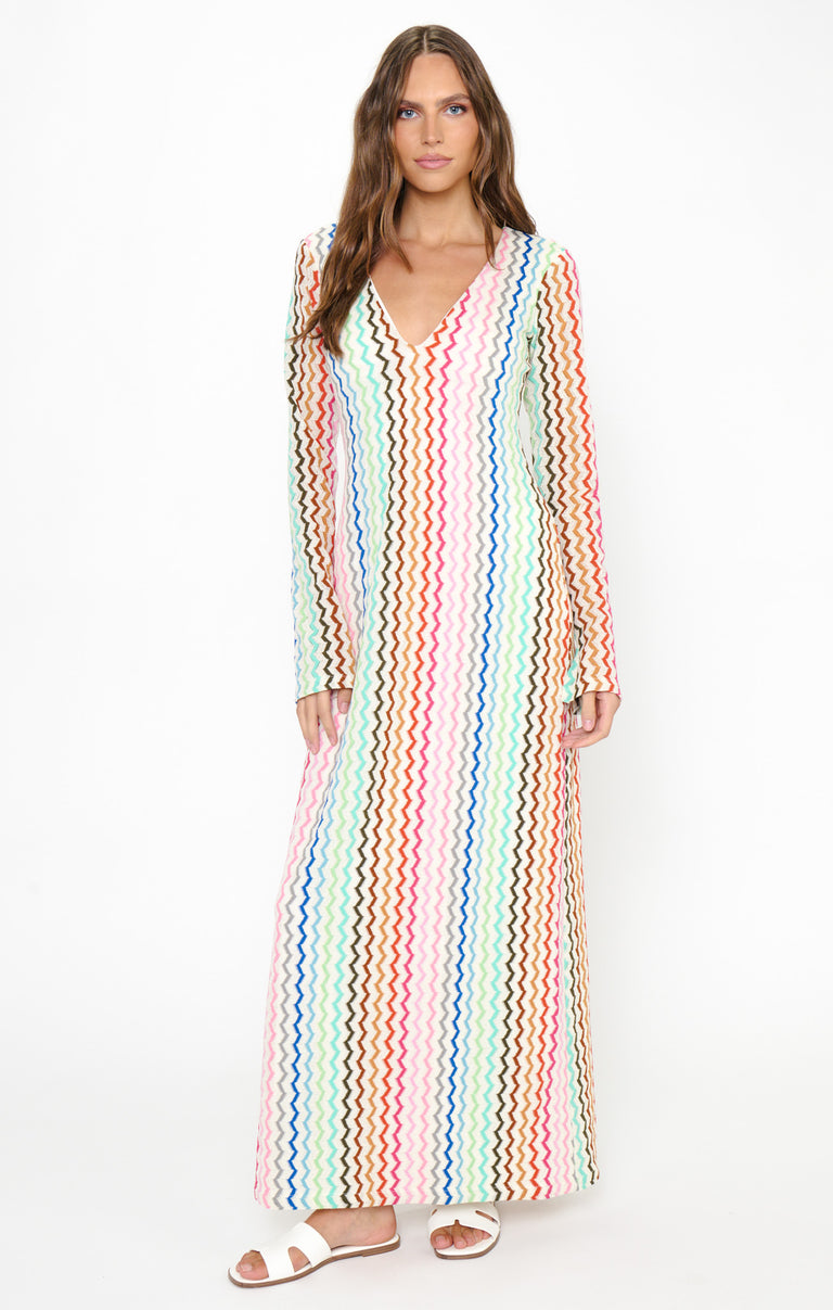 rainbow crochet dress long sleeve Rainbow crocheted dress
