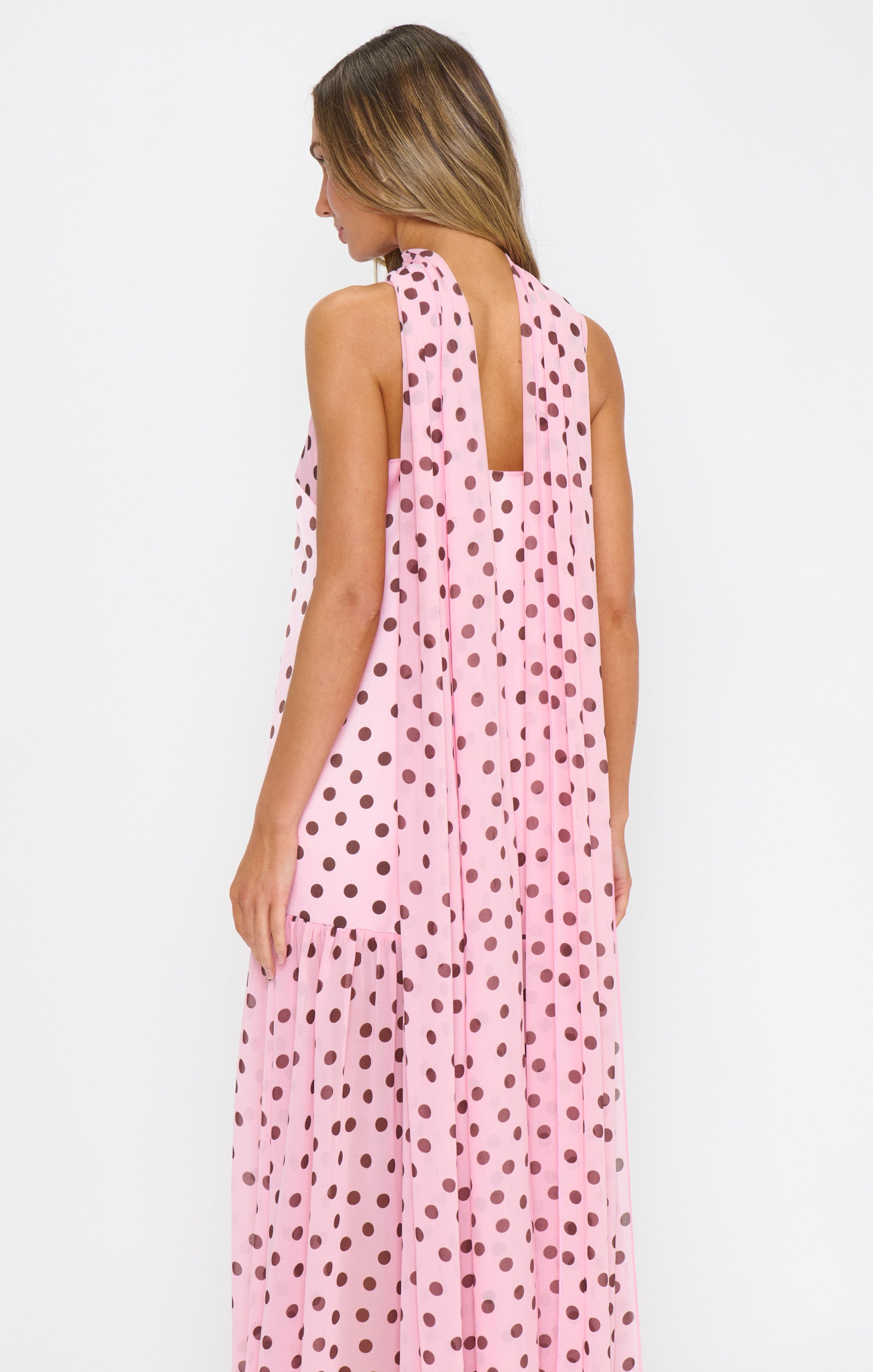 Dalia Maxi Dress, in Pink Truffle Polka Dot, Size: 2XL | Show Me Your Mumu