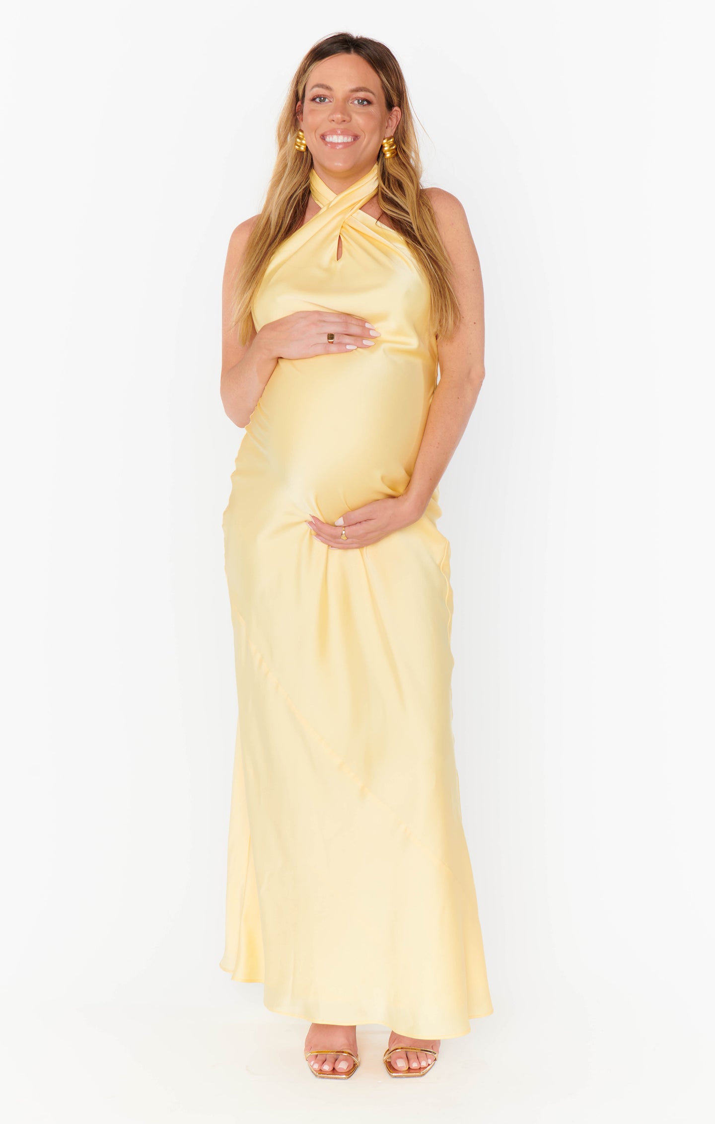 Jasmine Halter Maxi Dress ~ Black Luxe Satin