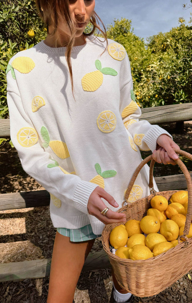 Go To Sweater, in Lemon Sorbet Knit, Size: Large