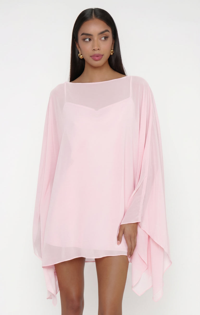 champagne color long dresses Olsen Mini Dress, in Powder Pink Chiffon, Size: Medium | Show Me Your Mumu