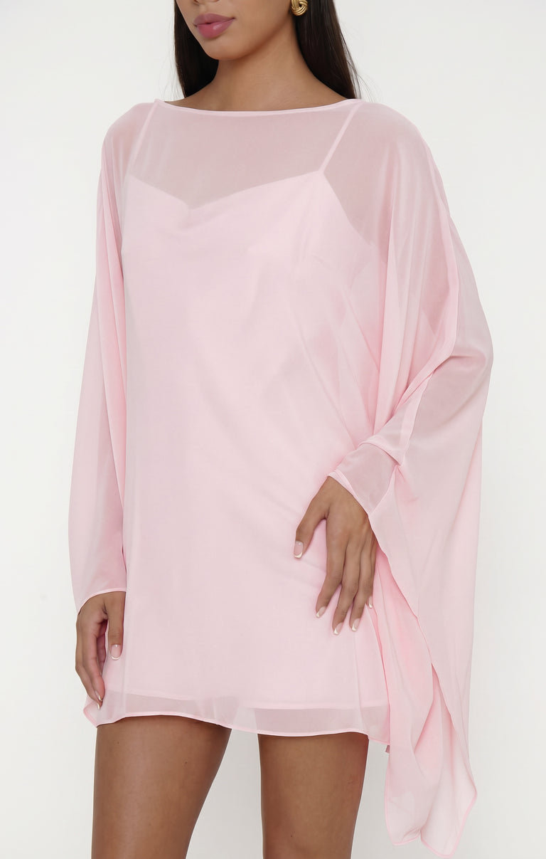 Olsen Mini Dress, in Powder Pink Chiffon, Size: Medium | Show Me Your Mumu