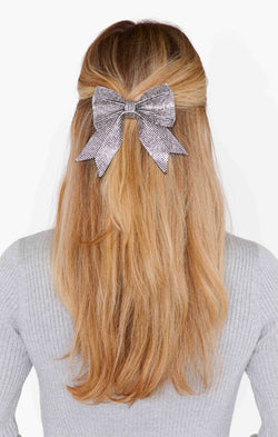 Holiday Hair Bow ~ Silver