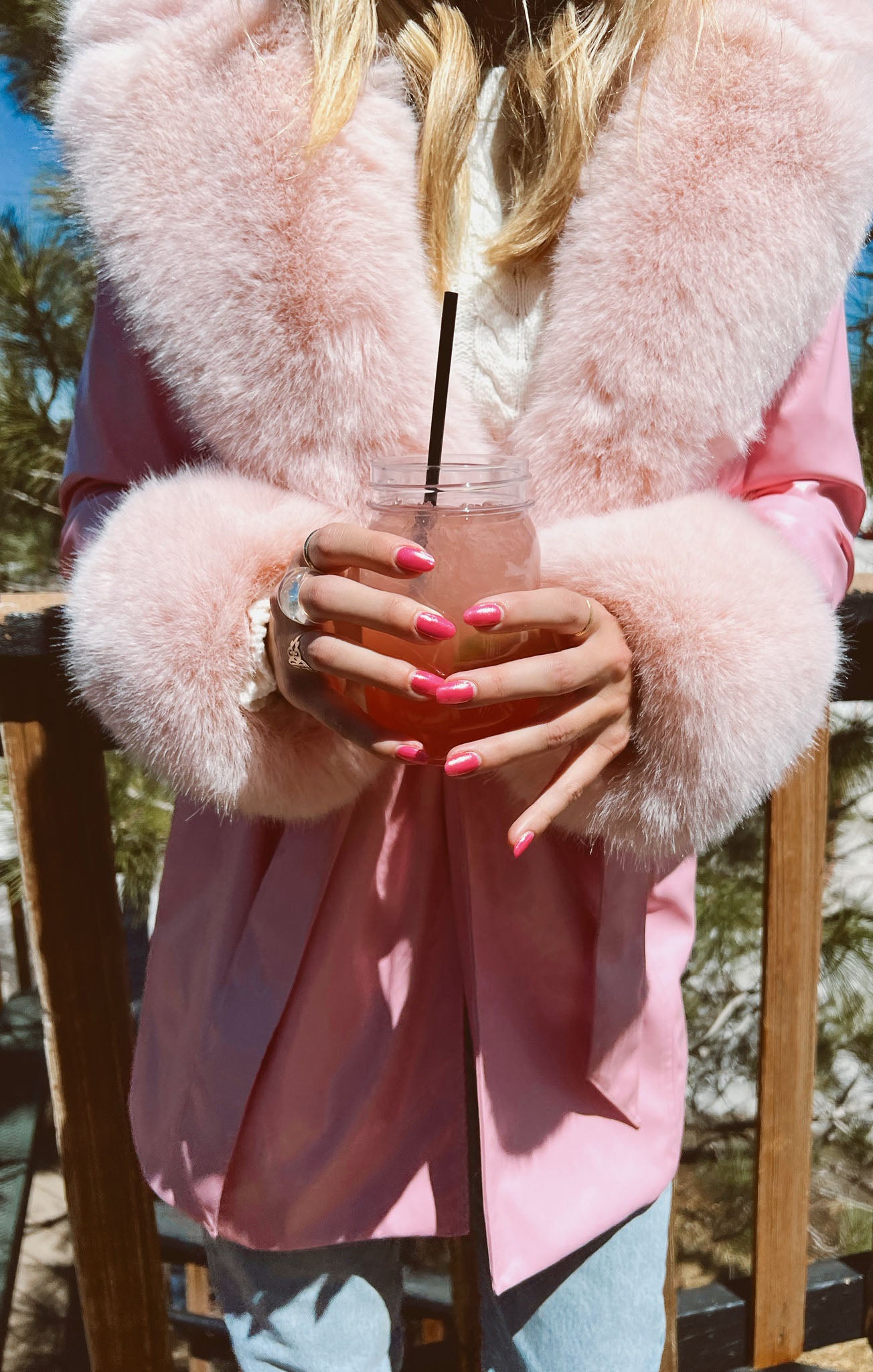 Penny Lane Coat ~ Pink Faux Leather with Faux Fur – Show Me Your Mumu